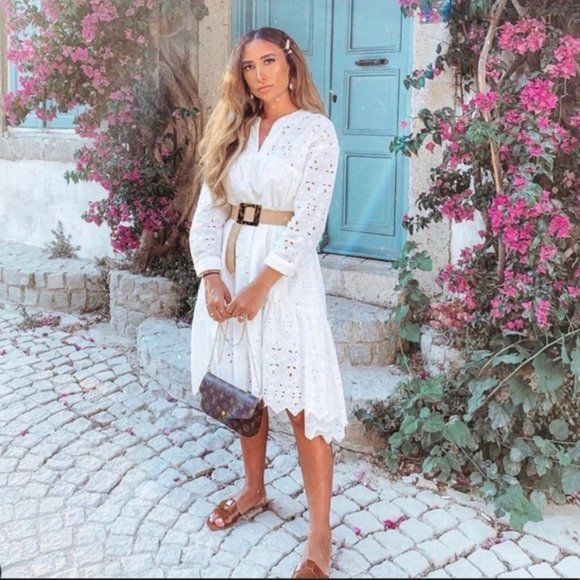 Zara Dresses & Skirts - ZARA Blogger Fave Eyelet White Lace Midi Dress